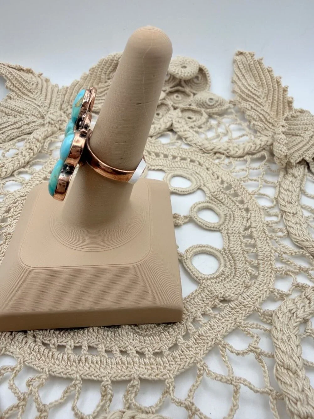 Artisan crafted Mohave Turquoise Butterfly Copper Statement Ring Adj Boho 9g